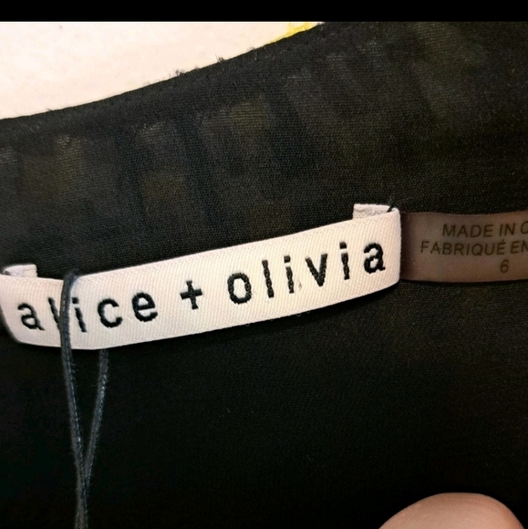 Alice + Olivia Coco Neon Midi Dress Silk Blend V-Neck NWT $440 Women's Size 6 - Picture 14 of 16